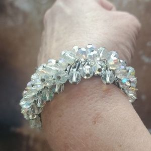 Vintage iridescent crystal beads stretchy Bracelet